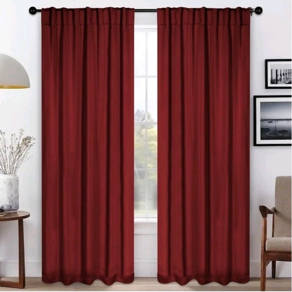 3 panels Faux SILK BLOCK OUT CURTAINS Textured 42x81.5 Rod Sleeve